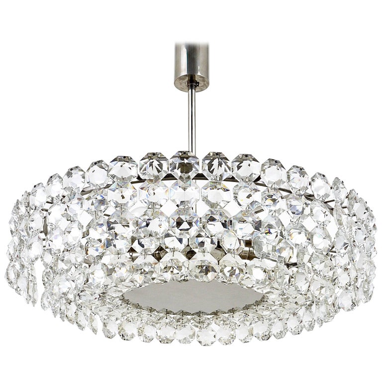 Lustre autrichien en cristal à facettes - En vente sur France