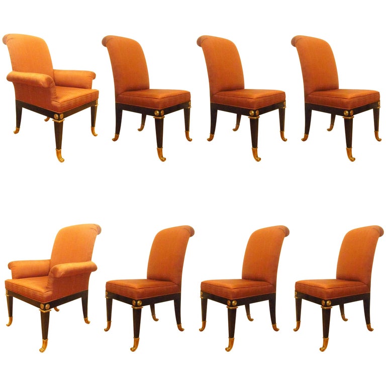 Suite of Eight Neoclassical Style Dining Room Chairs by Mastercraft For ...