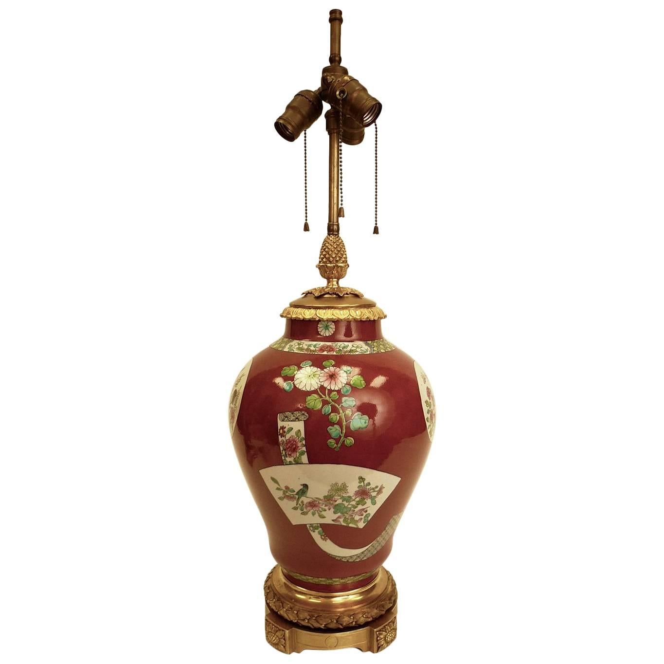 Bronze Mounted Chinese Porcelain Lamp