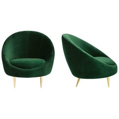 Ether Lounge Chair aus smaragdgrünem Samt