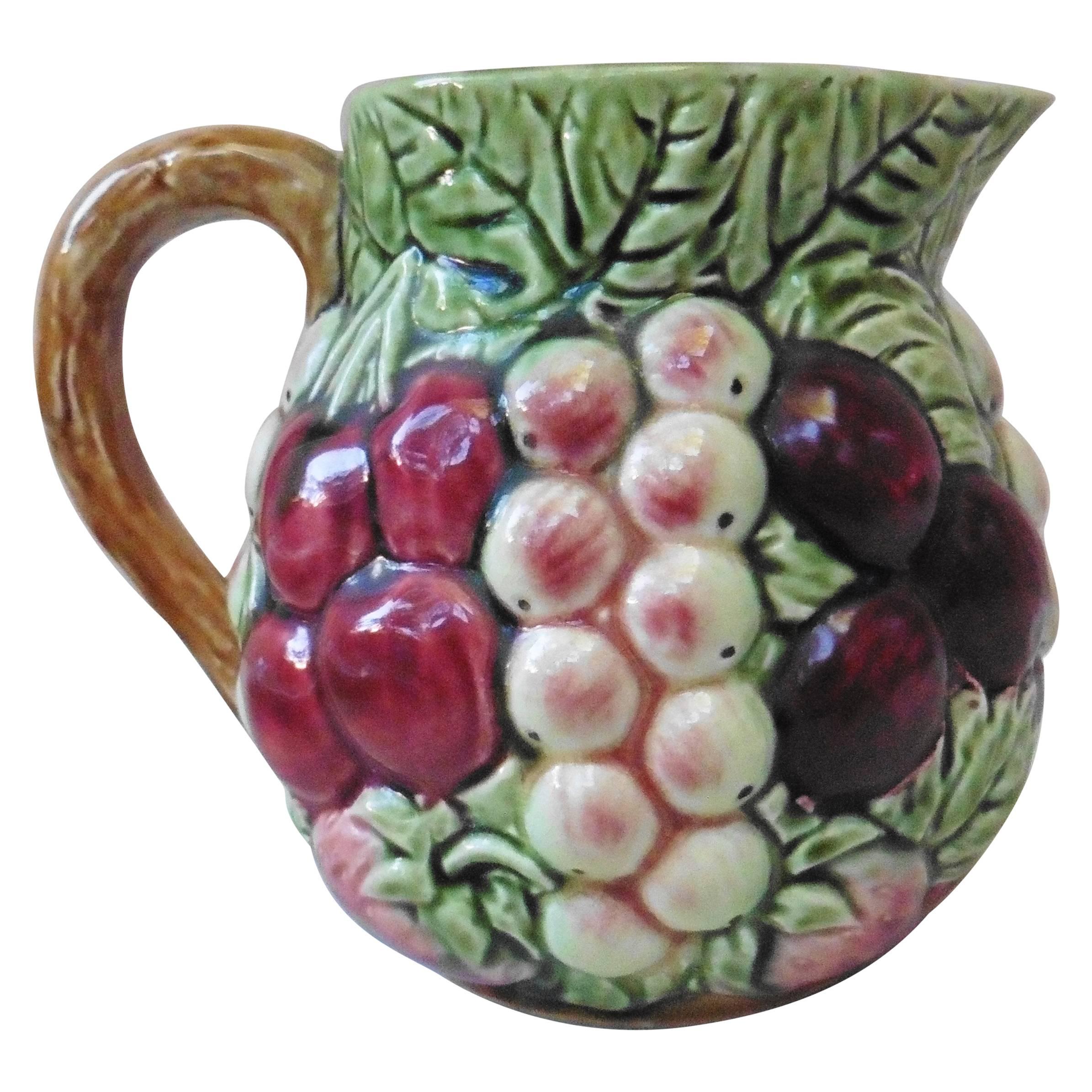 Majolica Sarreguemines Fruit Pitcher, circa 1930 For Sale