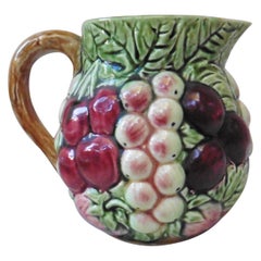 Vintage Majolica Sarreguemines Fruit Pitcher, circa 1930