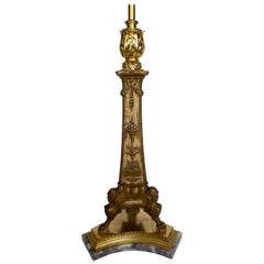 E. F. Caldwell Giltwood, Marble and Bronze Neoclassical Lamp