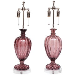 Pair of Amethyst Barovier Lamps