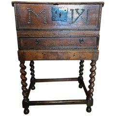 Antique Early 18th Century English Oak Bible Box