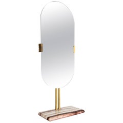 Large Table Mirror in Marble and Brass, Italy, 1960s