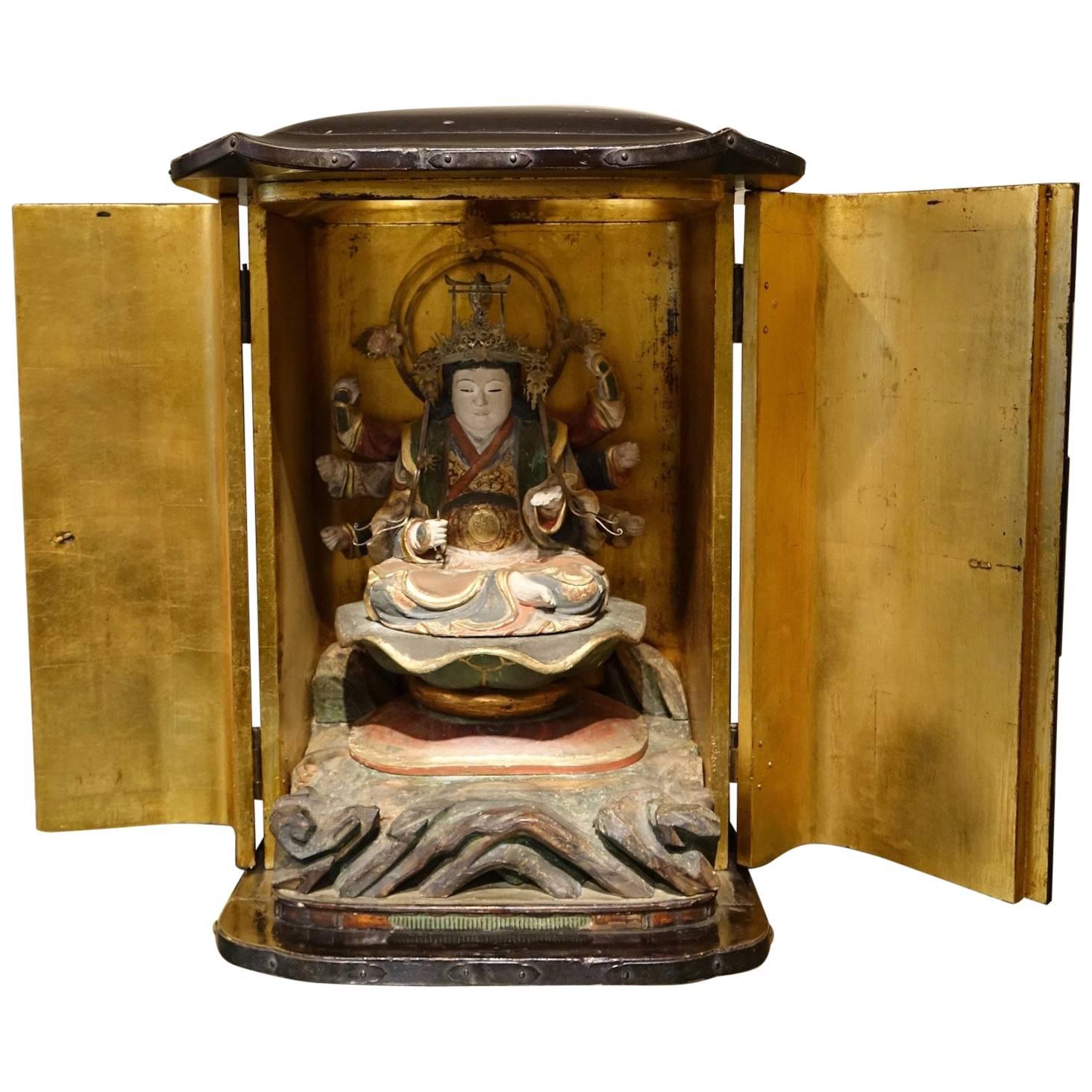  Portable Altar in  Black Lacquered Wood, Japan Edo Period 1603-1868 For Sale