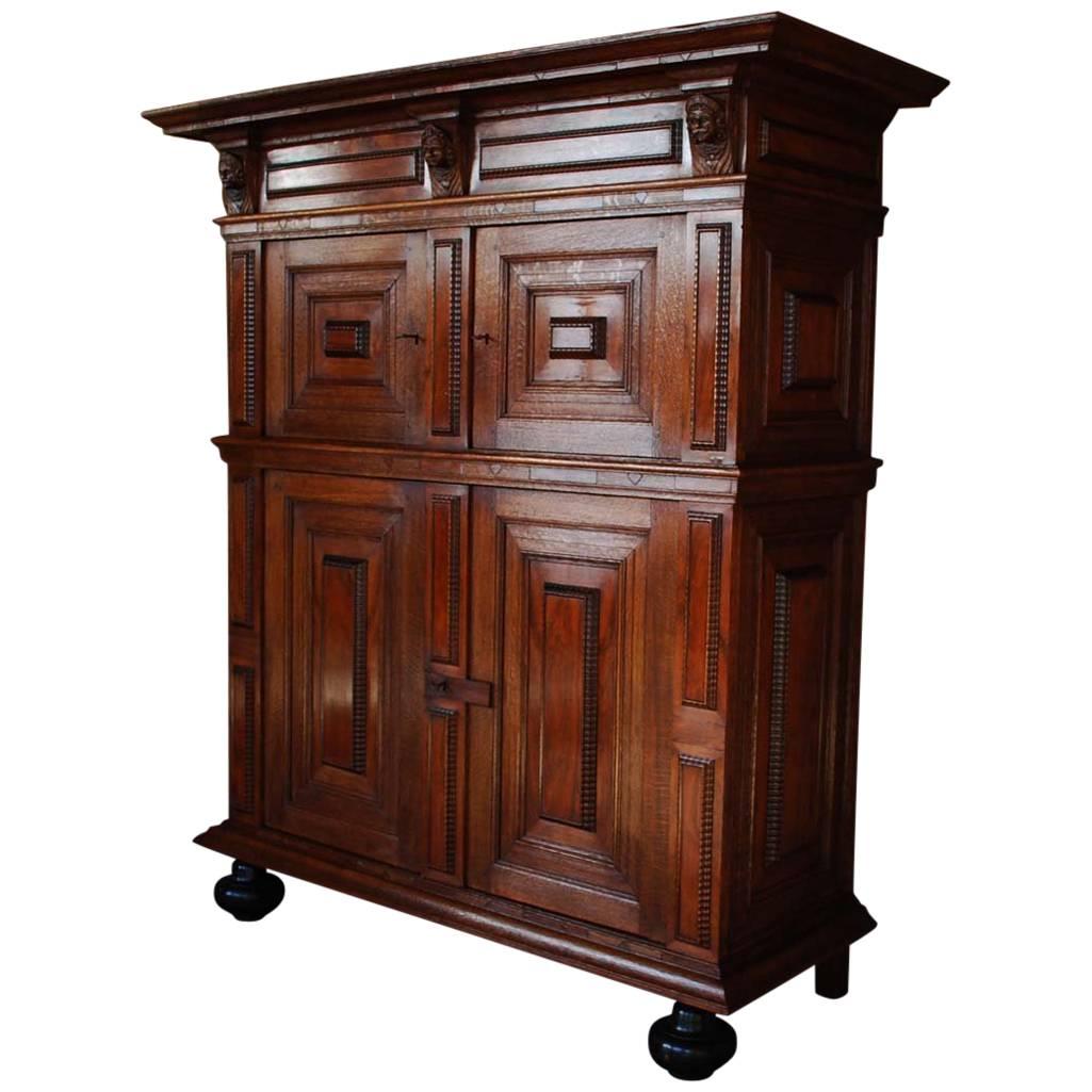 17th Century, Dutch Oakwood Cabinet For Sale