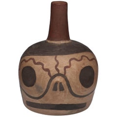 Pre-Columbian Nazca Polychrome Skull Bottle