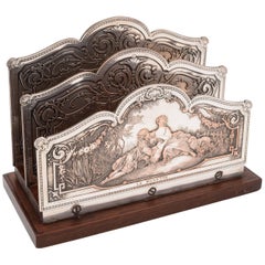 French Silver on Copper Letter Rack, circa 1920