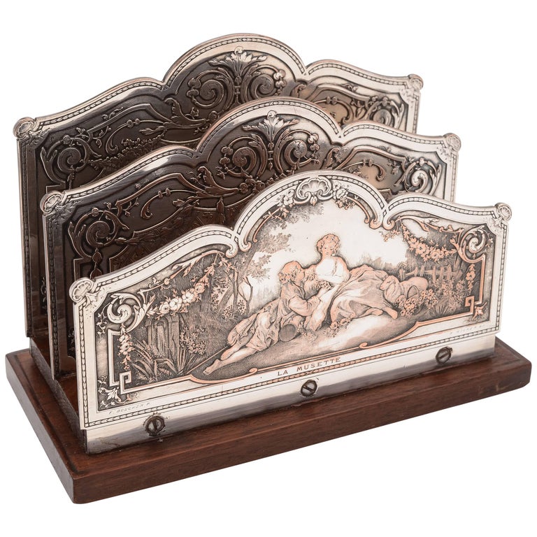 French Letter Rack French Silver on Copper Letter Rack, circa 1920 at 1stDibs