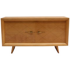 Buffet francese Art Déco a due ante in sicomoro di Suzanne Guiguichon