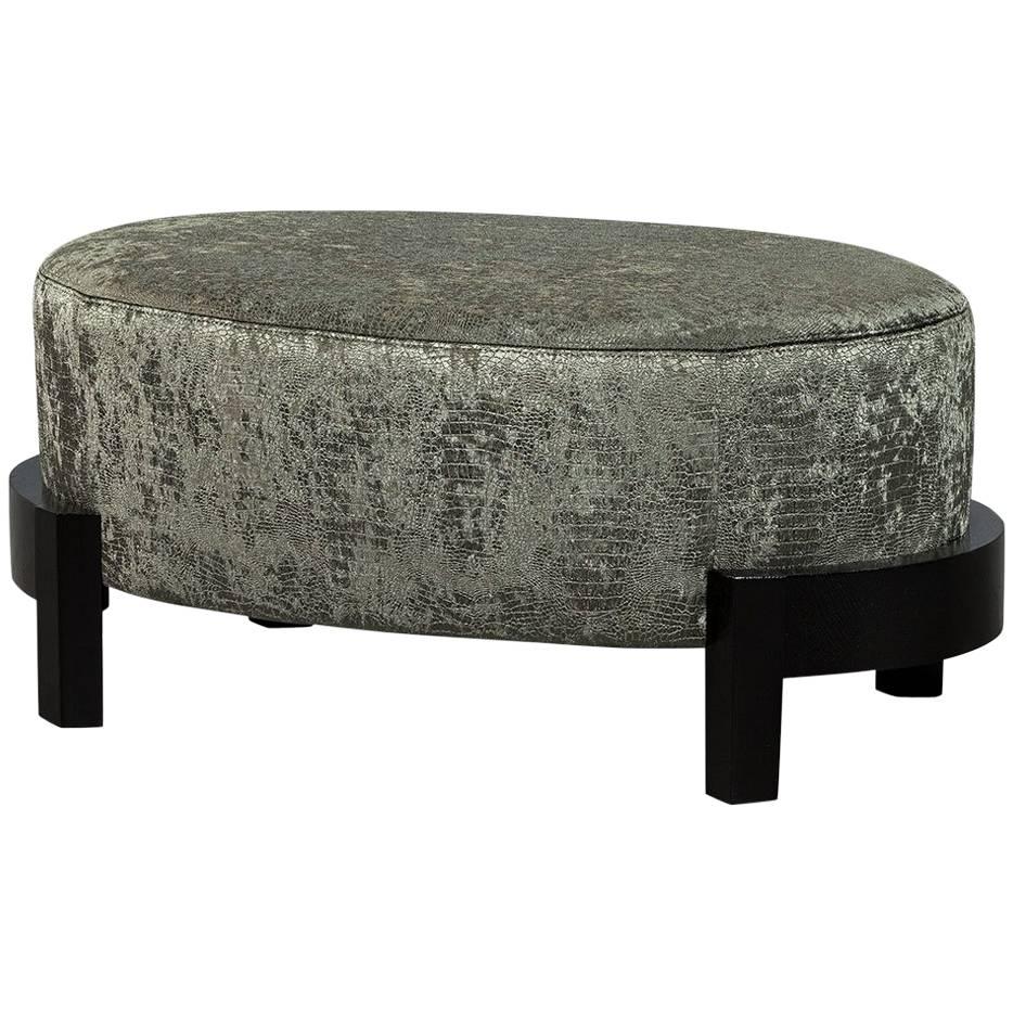 Animal Motif Velvet Oval Ottoman