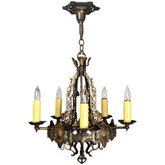 Five-Candle Brass Tudor Chandelier