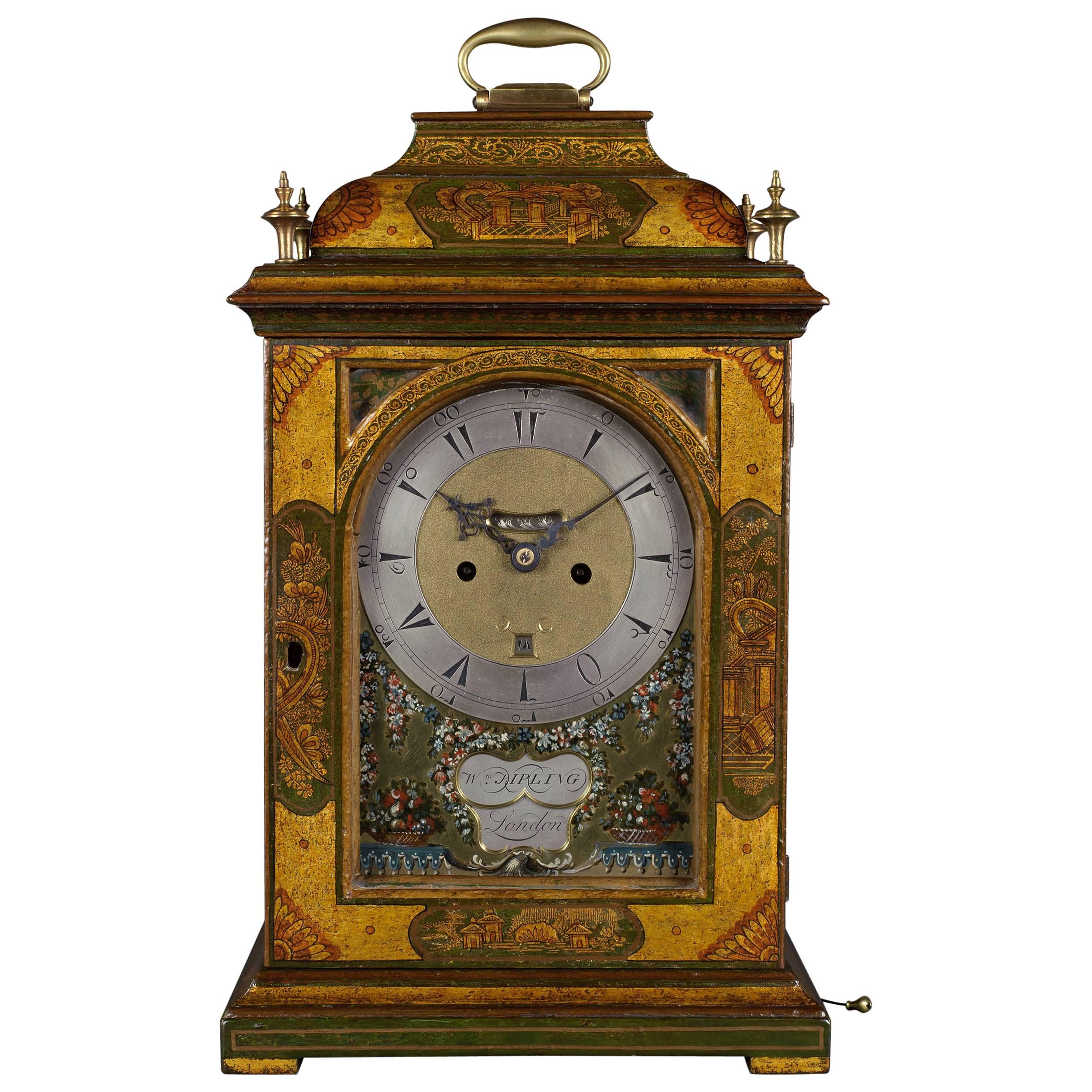 Rare 18th Century Lacquer Table Clock by London Maker William Kipling For Sale