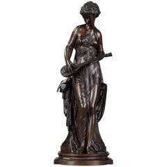 19th Century Patinated Bronze Figure: Muse by Paul Duboy