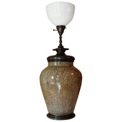 Antique Asian Urn Wired as a Lamp with Bronze Base and Mounts, circa 1900