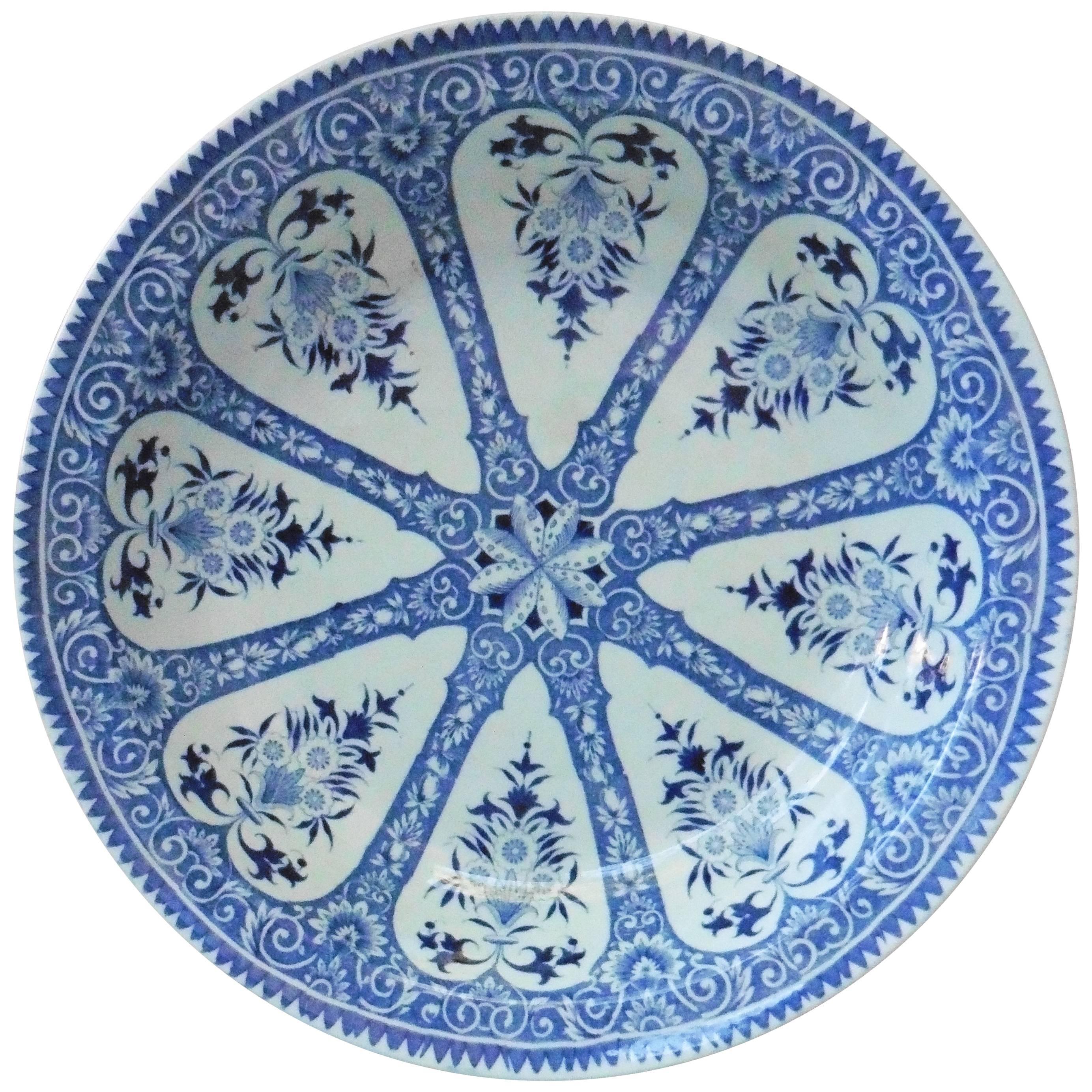 Large French Blue and White Platter Sarreguemines Francois 