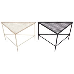 Pair of Triangular Mathieu Matégot Tables for Artimeta, 1950s