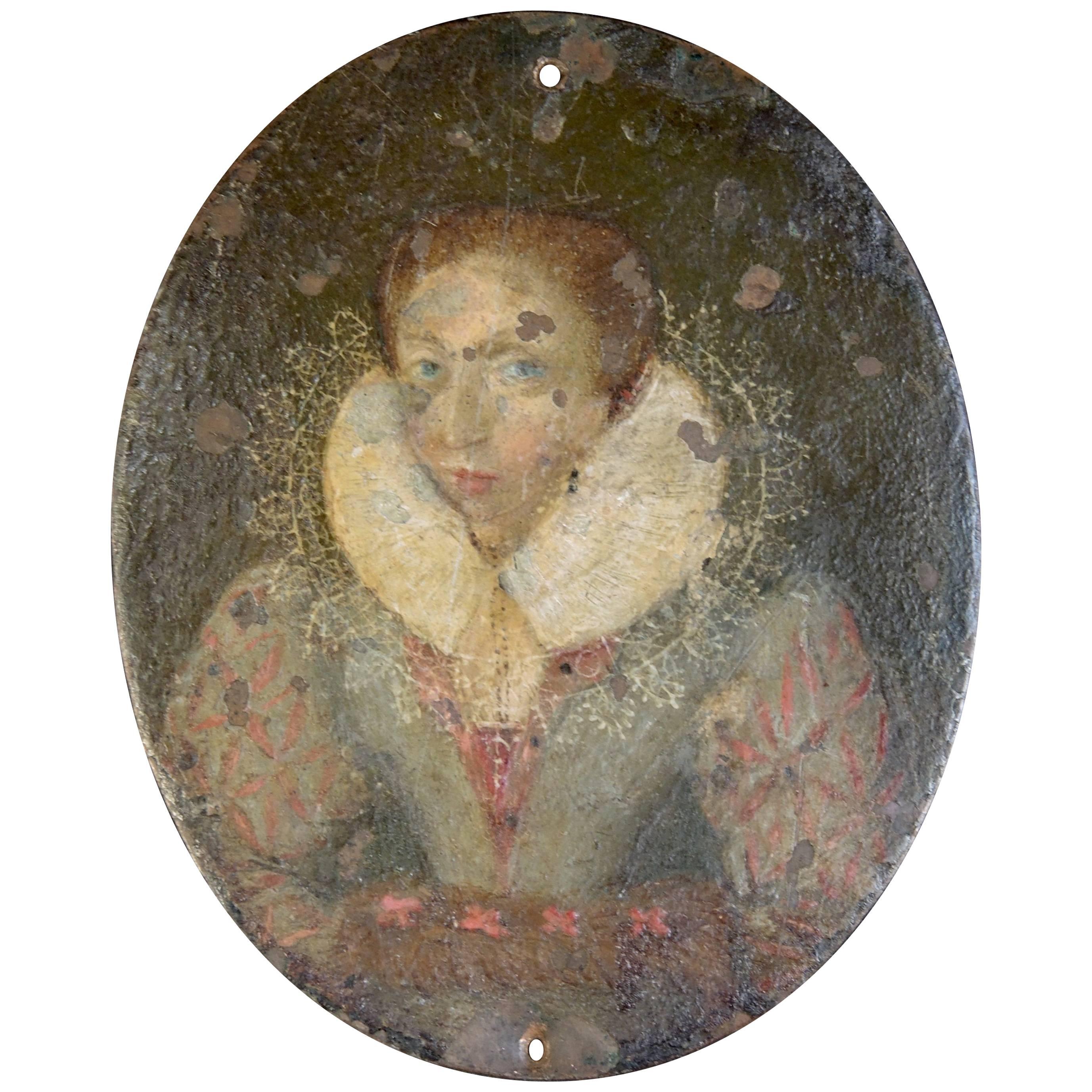 17th C. Flemish Miniature Portrait on Copper After Frans Pourbus the Younger For Sale