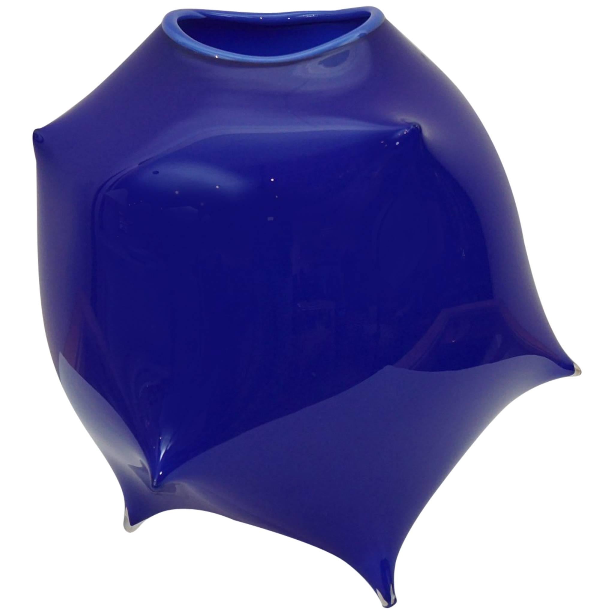 Art Glass Vessel in Cobalt Blue For Sale