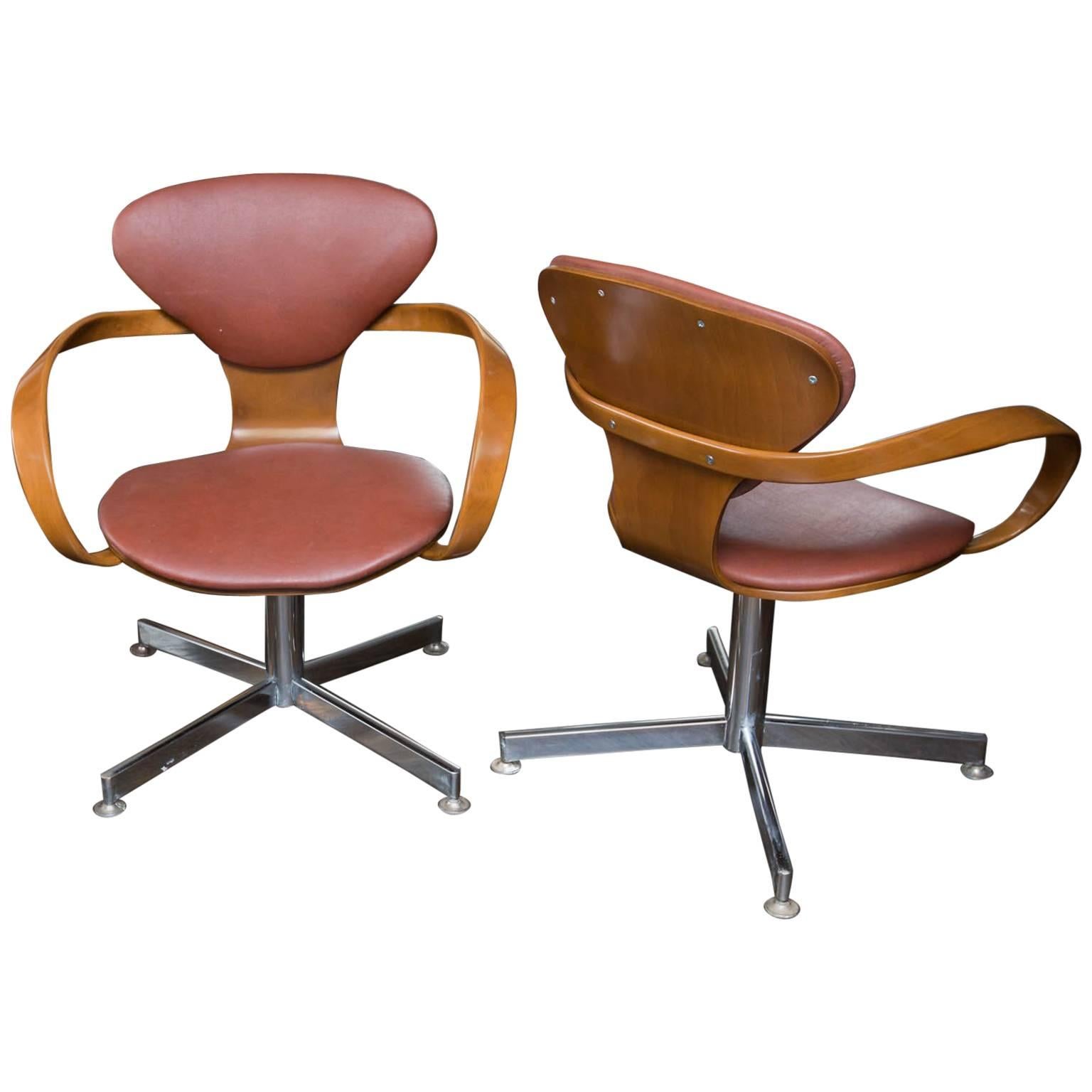 Pair of Norman Cherner Style Pretzel Chairs