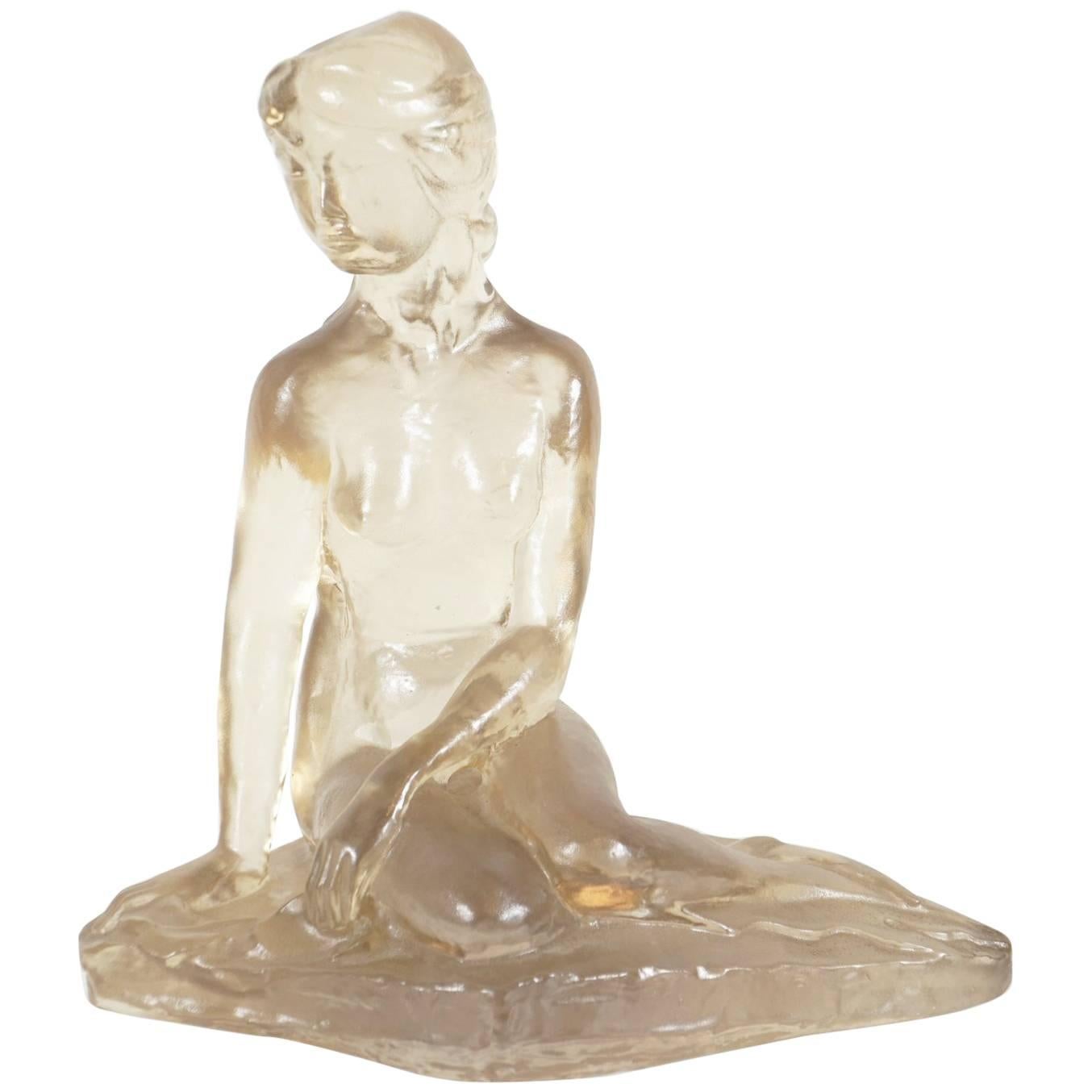 Seated Nude Female Figure in Cast Resin For Sale