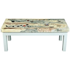 Vintage Post Modern Illuminated Rose, Pink and Grey Marbleized Concrete Coffee Table