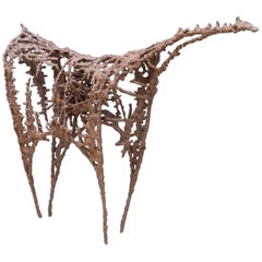 Retro Unknown Craftsman Large Brutalist Welded Metal Art Horse Sculpture