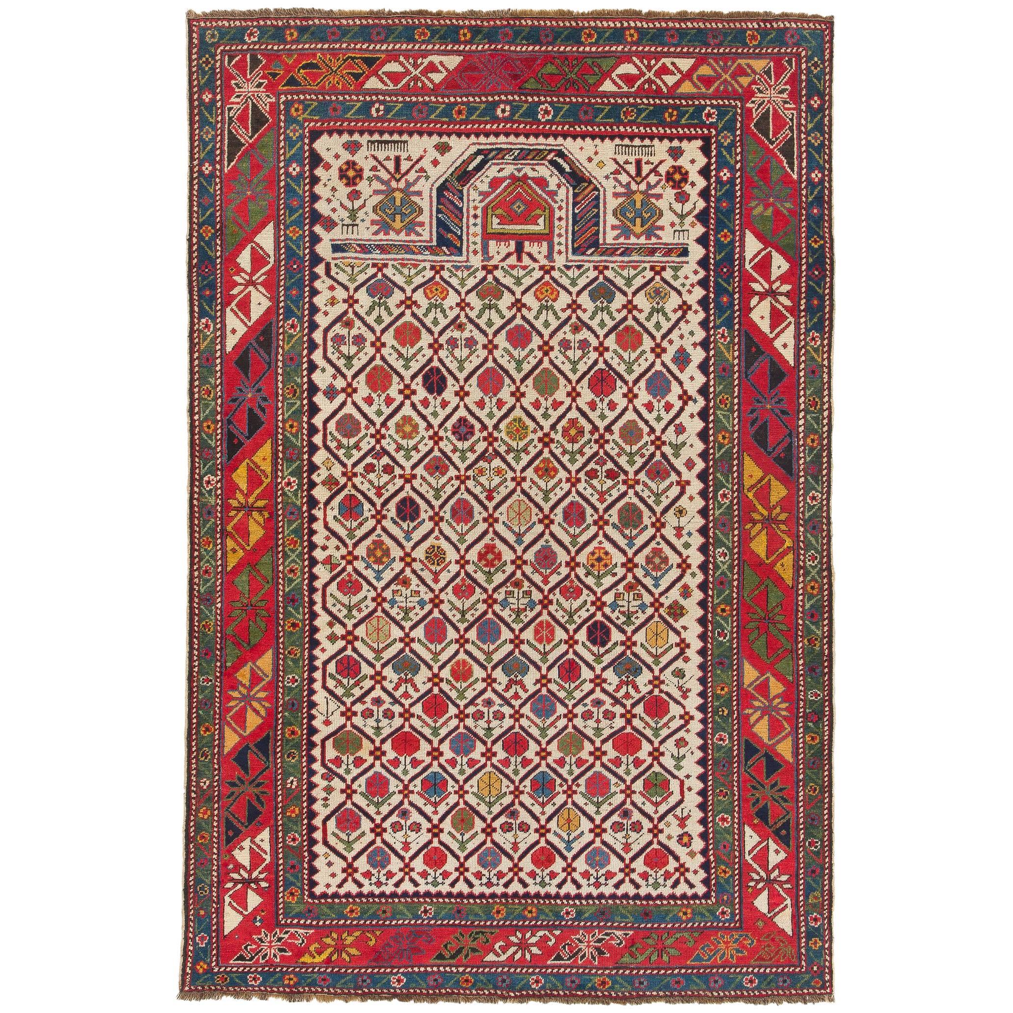 Antique Caucasian Shirvan Prayer Rug, circa 1850