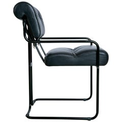 Black Leather on Black Frame Tucroma Chair by Guido Faleschini