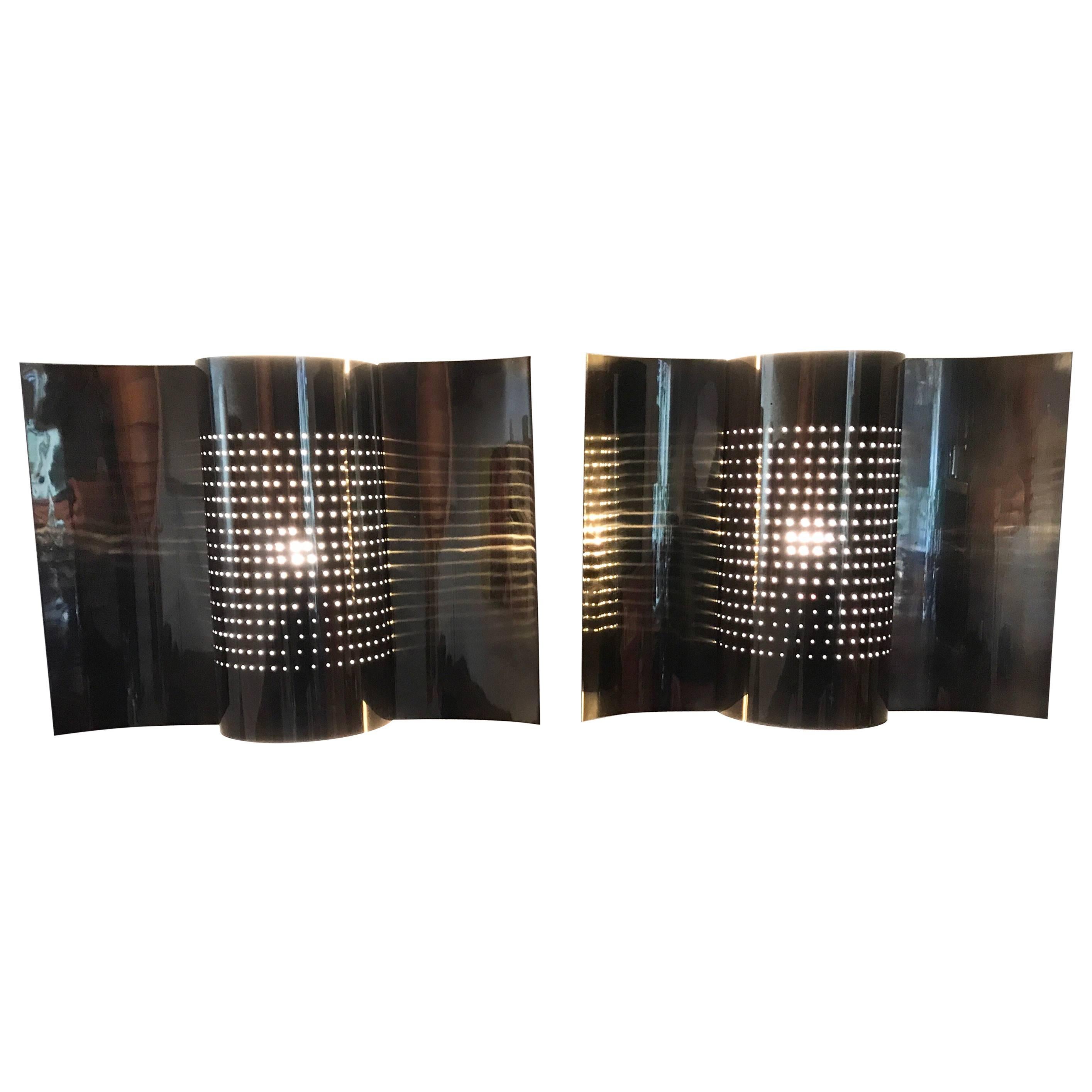 Rare Pair of Swedish Brass Wall Lamps or Wall Sconces Made by Hemi, circa 1960  For Sale