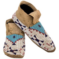 Antique Beaded Moccasins, Sioux 'Plains, Native American', 19th Century