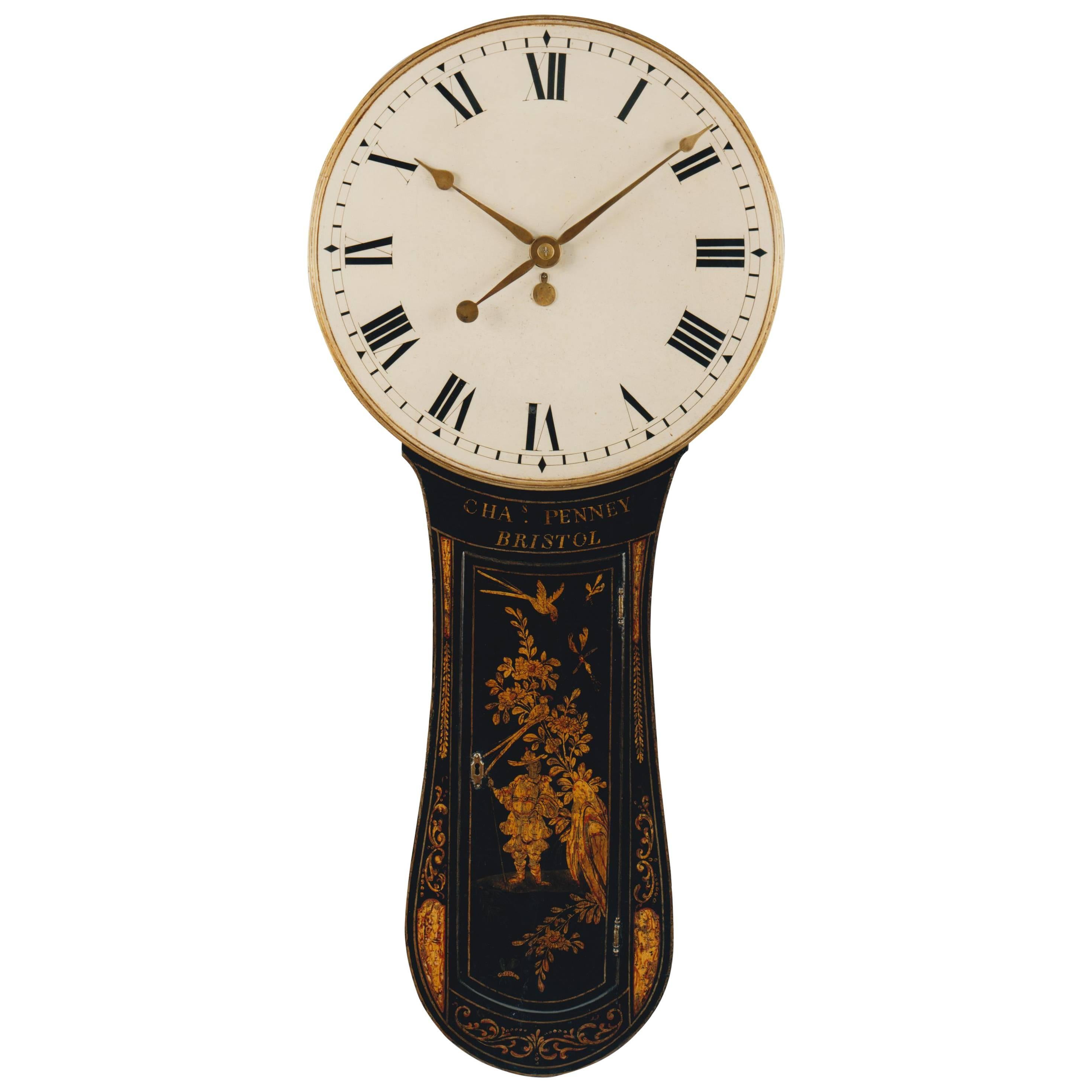 Charles Penney, Bristol, Rare Chinoiserie George III Period Tavern Timepiece For Sale