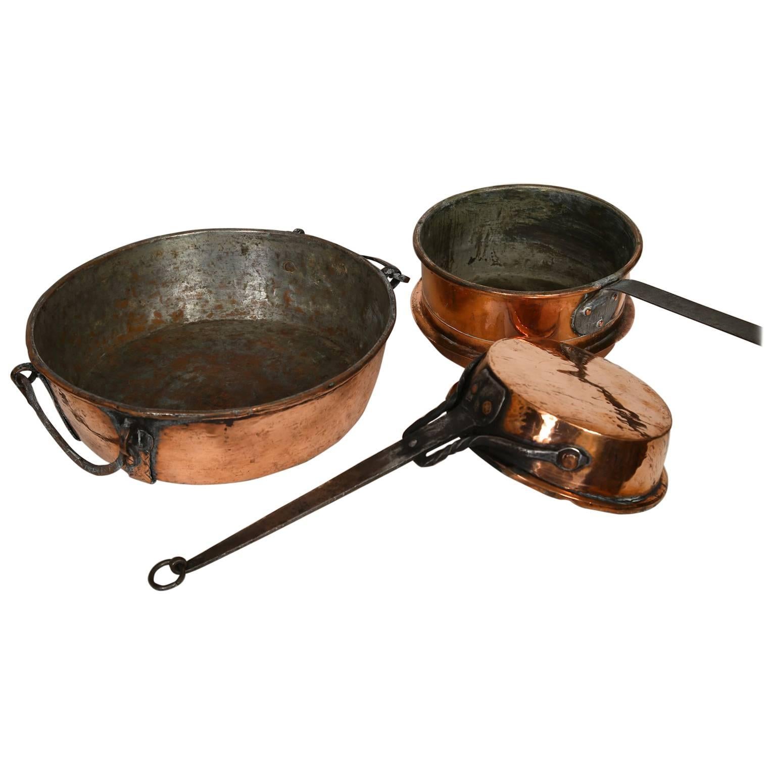 Set of Three Beautiful Copper Cooking Utilities, Scandinavia, circa 1800 For Sale