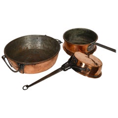 Set of Three Beautiful Copper Cooking Utilities, Scandinavia, circa 1800