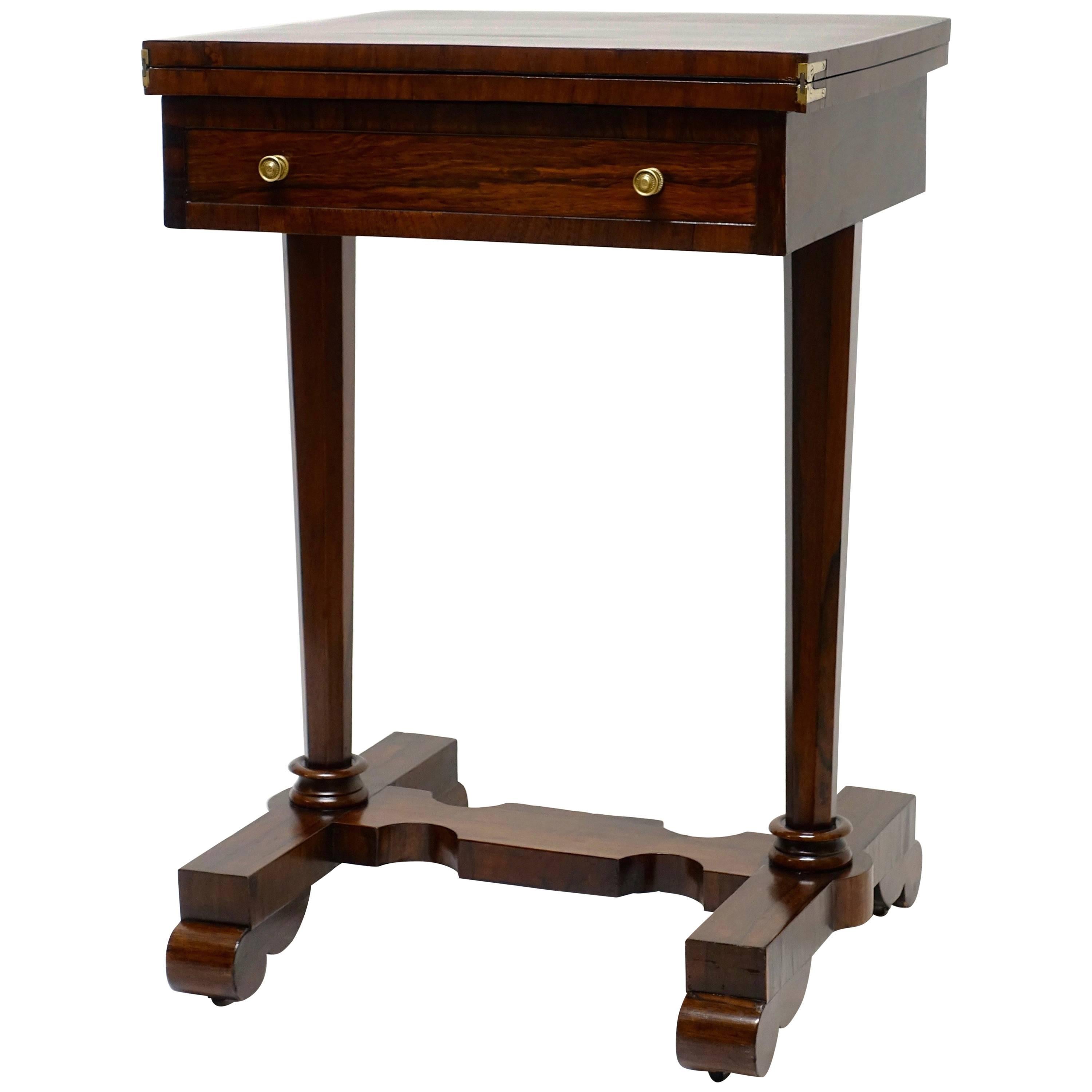 English Regency Rosewood and Leather Game Table