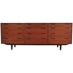 Ib Kofod Larsen Danish Modern Teak Twelve-Drawer Triple Chest of Drawers