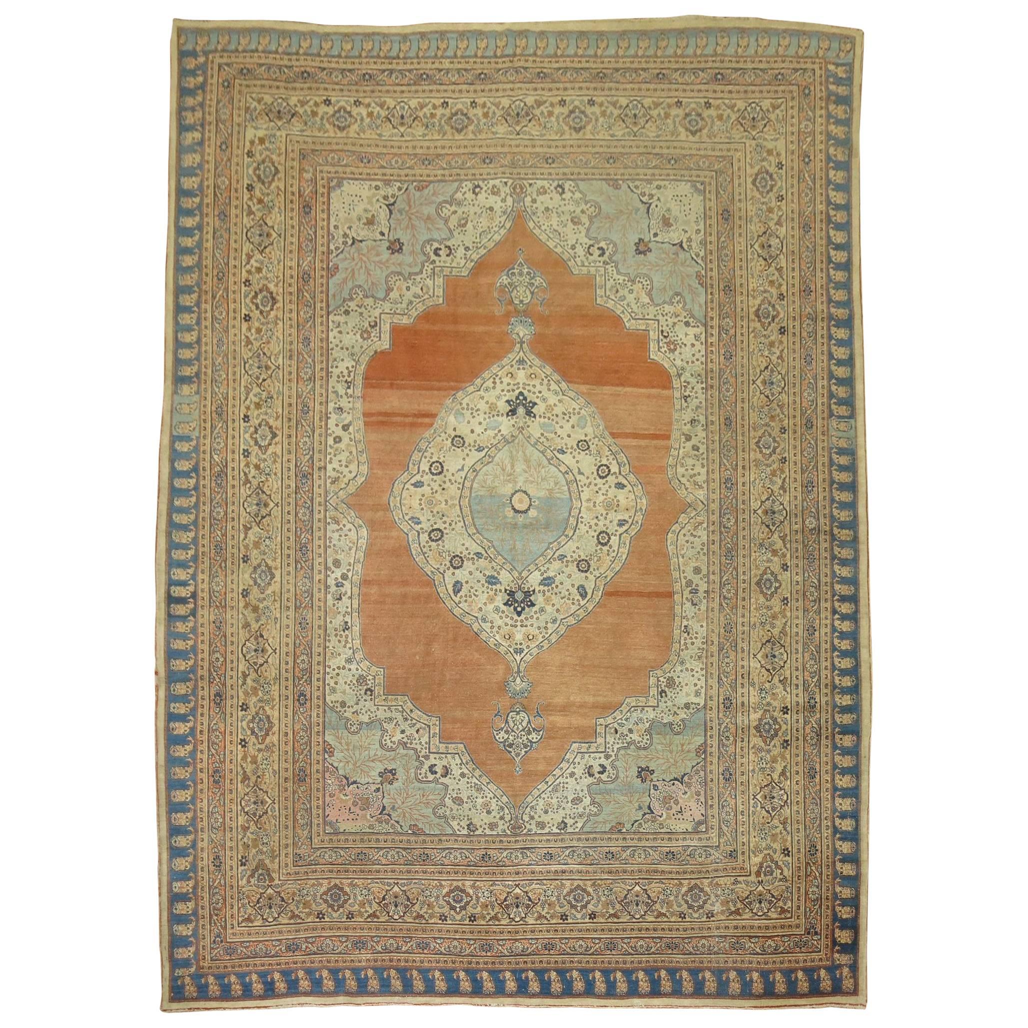 19th Century Persian Hadji Jali Li Tabriz Rug For Sale