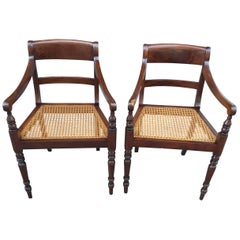 Used Pair of 19th Century Regency Mahogany Barbados Armchairs