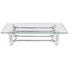 Rectangle Glass Top Bent Lucite Mid-Century Modern Coffee Table