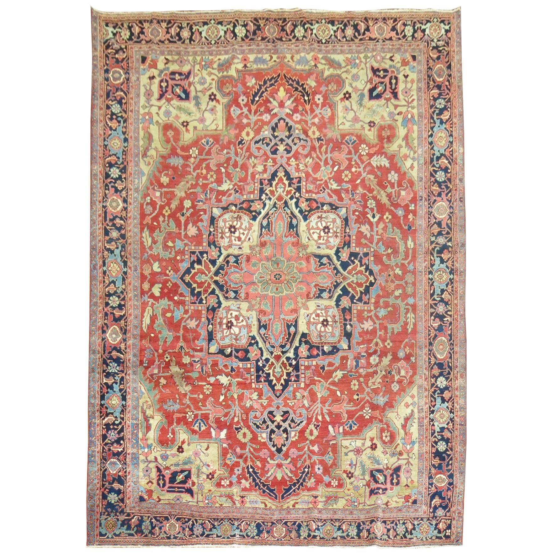 Antique Persian Heriz Serapi Carpet