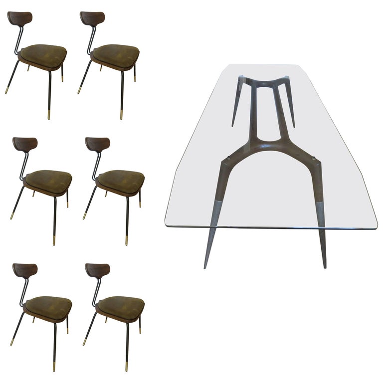 Italian Modern Dining Room Table and Six Chairs at 1stDibs