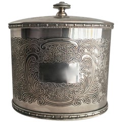 Barker Ellis English Silver Plate Tea Caddy Tobacco Jar