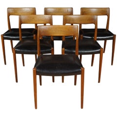 Teak Chair No. 77, Set of Six, Niels Moller for Moller Models, Denmark, 1960s