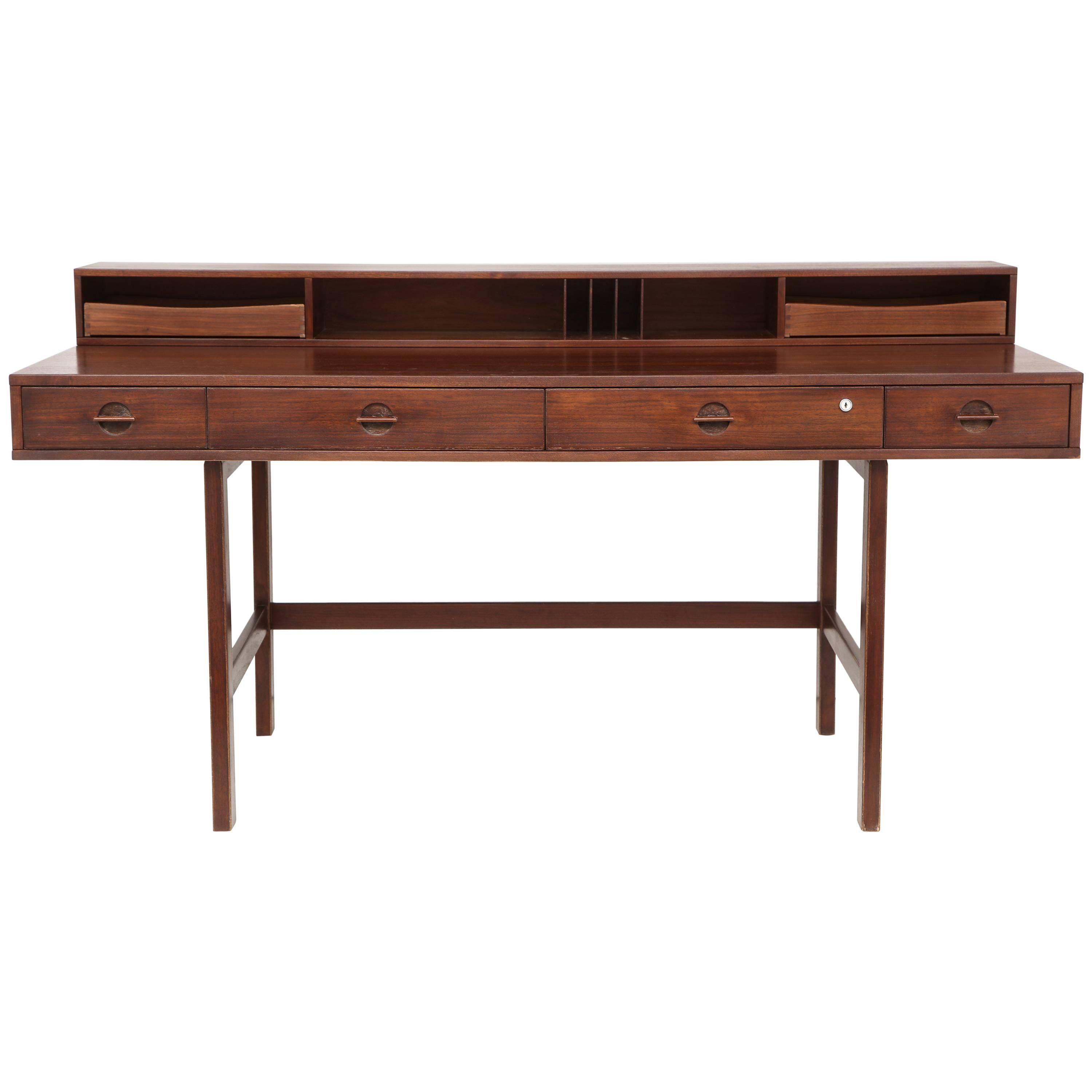 Jens Quistgaard Teak Flip Top Desk for Peter Løvig Nielsen, Denmark, 1970s