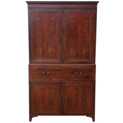 Antique Regency circa 1825 Mahogany Secretaire Linen Press Wardrobe