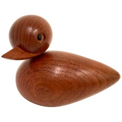 Danish Modern Solid Teak Duckie Sculpture Atributed to Kay Bojesen