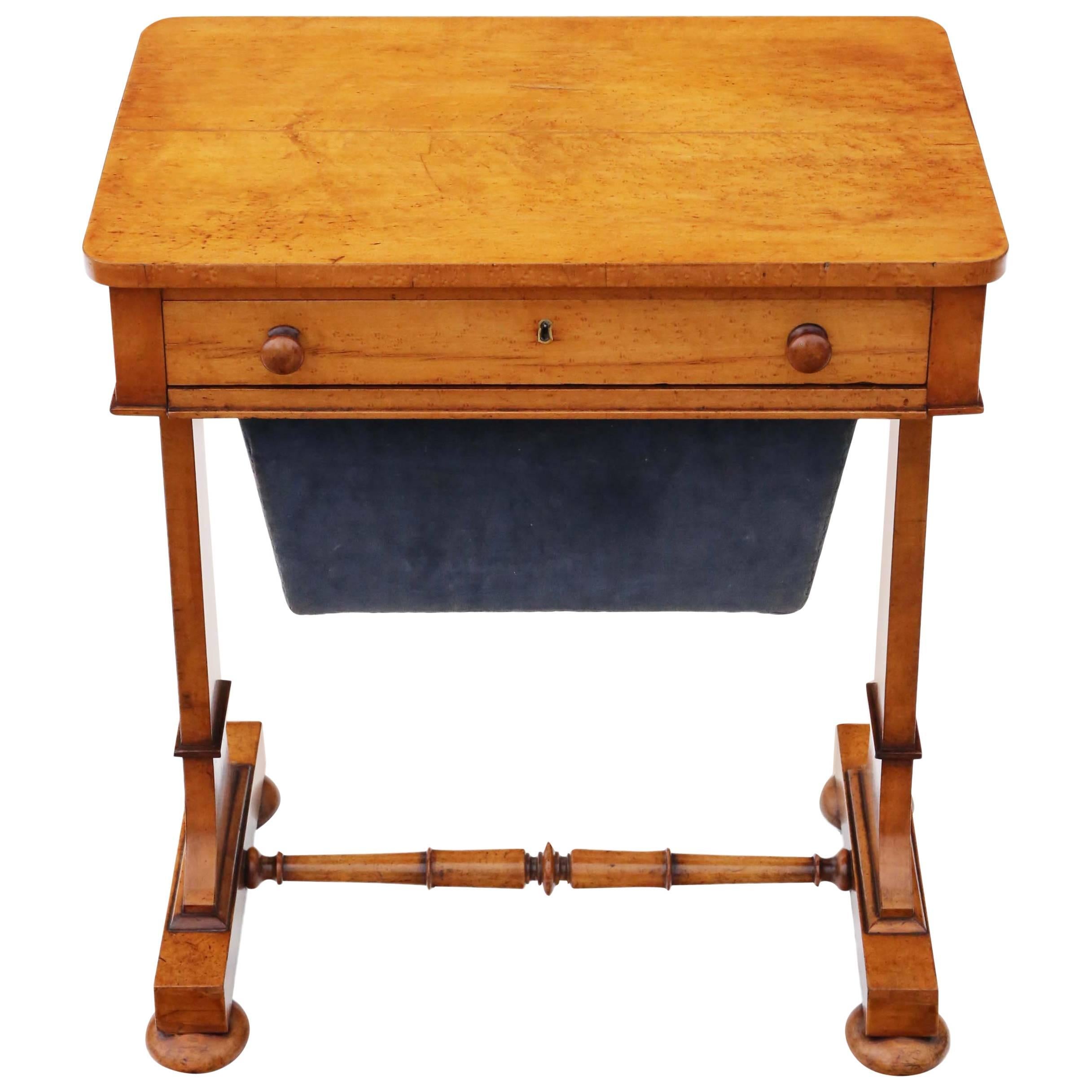 Antique William iv circa 1835 Bird's-Eye Maple Work / Sewing Box or Table For Sale