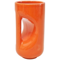 Space Age Orange Vase in Ceramic by Enzo Bioli for Il Picchio